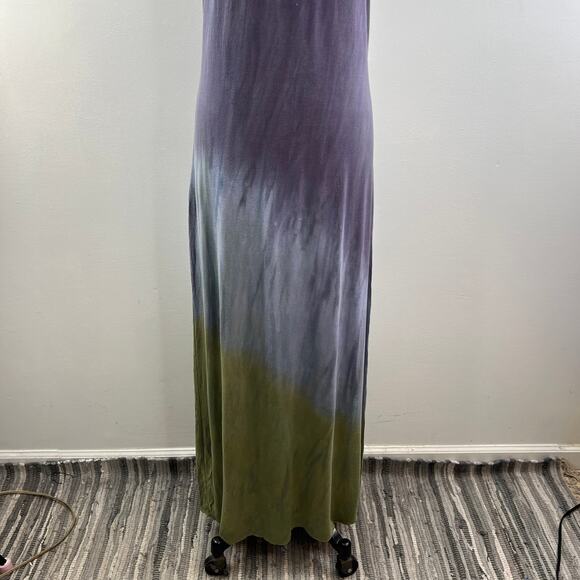 YOGI Purple Green Tie-Dye Sleeveless Scoop Neck Maxi Dress w/ Shelf Bra Size S - Picture 4 of 9